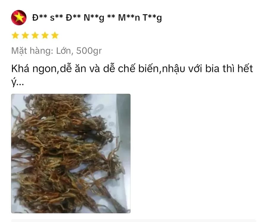 Đánh giá thật của khách mua khô nhái An Giang Huỳnh Thảo 1